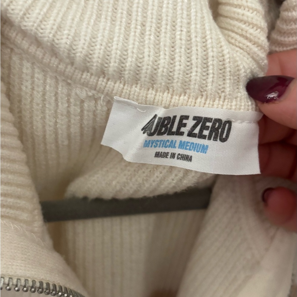 Double Zero Cream Ribbed Knit Sweater - Picture 2 of 3